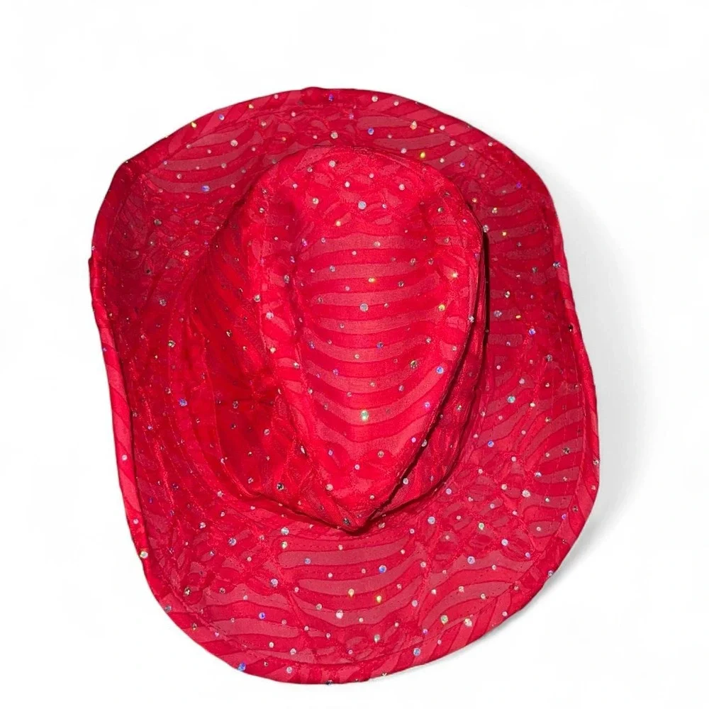 Sophia Collection Red Rhinestone Cowboy Hat Red Hat Society Western Costume Hat